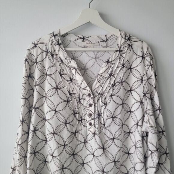 Jm collection womens tops size 18 roll-tap sleeve 100% linen popover pleated - Picture 3 of 9